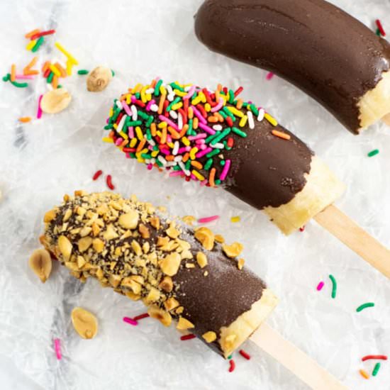 Frozen Chocolate Covered Bananas - Recipe photo by OnMyKidsPlate