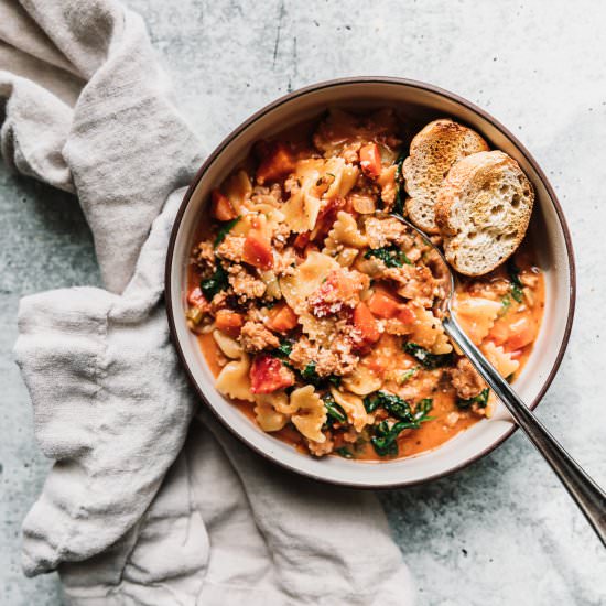 Creamy Italian Sausage Pasta - Recipe photo by Gina Gibson