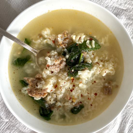 Spicy Sausage & Spinach Soup - Recipe photo by zezzacooks