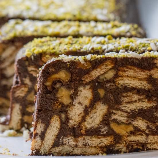 Lazy Cake (Chocolate Biscuit Cake) - Recipe photo by Cooking Gorgeous