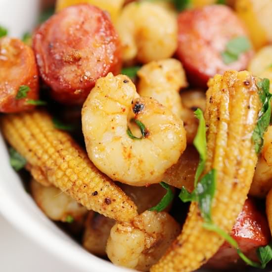 sheet pan shrimp boil - Recipe photo by LikeHotKeto