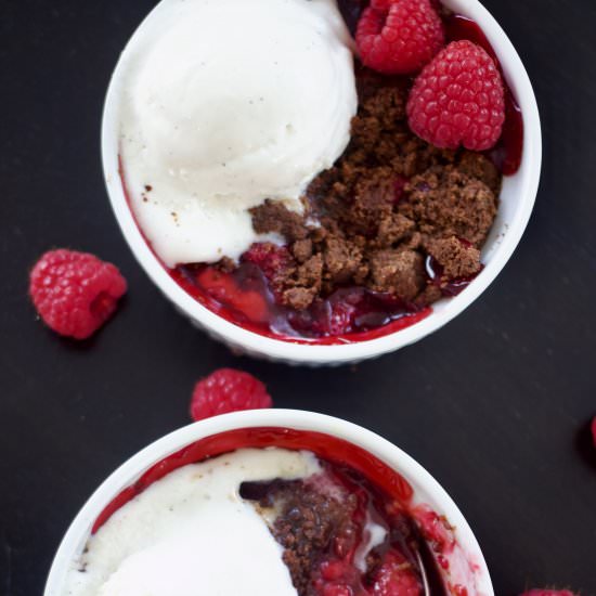 Chocolate Raspberry Crisp for Two - Recipe photo by lanebakery