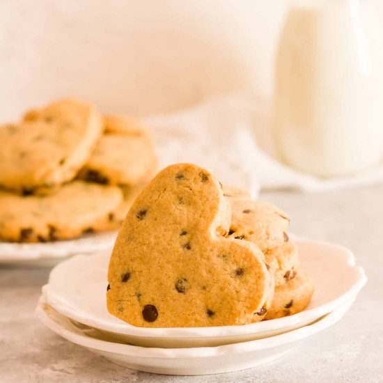 Heart Shaped Chocolate Chip Cookies - Recipe photo by PastryWishes