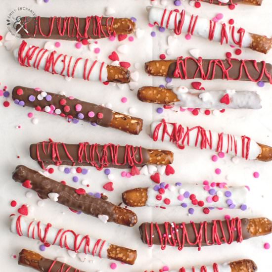 Valentine’s Day Chocolate Pretzels - Recipe photo by emilyenchanted