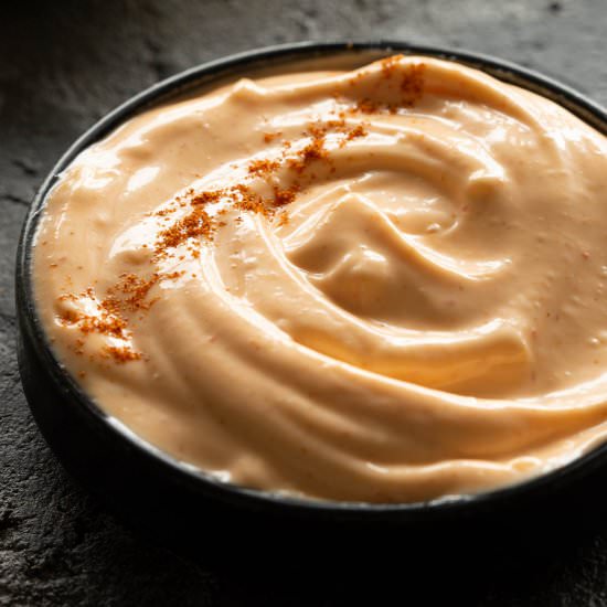 Quick Sriracha Aioli Sauce - Recipe photo by Wandercooks