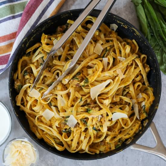 Pumpkin Pasta With Sage And Spinach - Recipe photo by Man Meets Oven