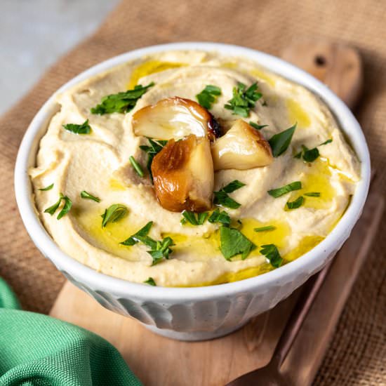 Roasted Garlic Hummus - Recipe photo by Chef Molly