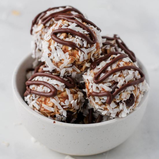 Healthy Almond Joy Lactation Bites - Recipe photo by My Life After Dairy