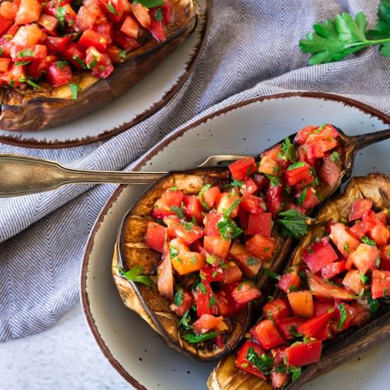 Roasted Stuffed Eggplant Salad - Recipe photo by Sam - Sam Cooks Recipes