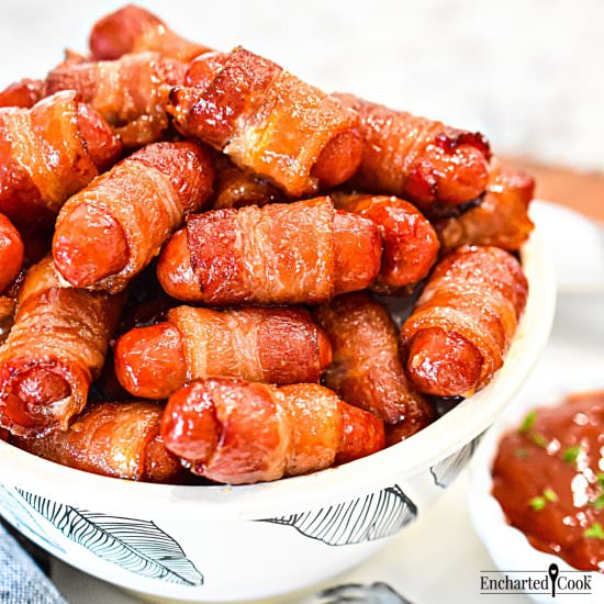 Bacon Wrapped Smokies - Recipe photo by Encharted Cook