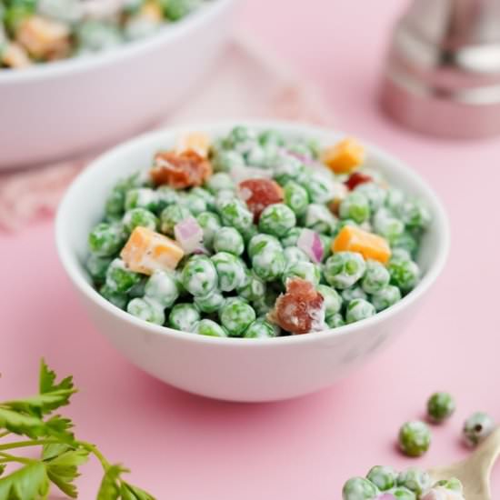 Green Pea Salad with Bacon - Recipe photo by wholefully