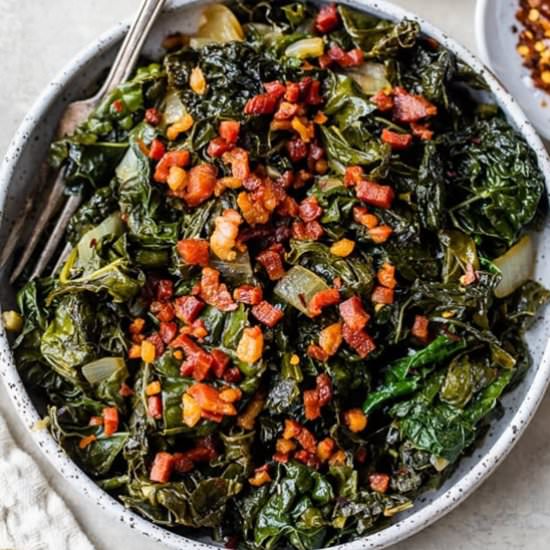 Braised Kale with Pancetta - Recipe photo by Skinnytaste