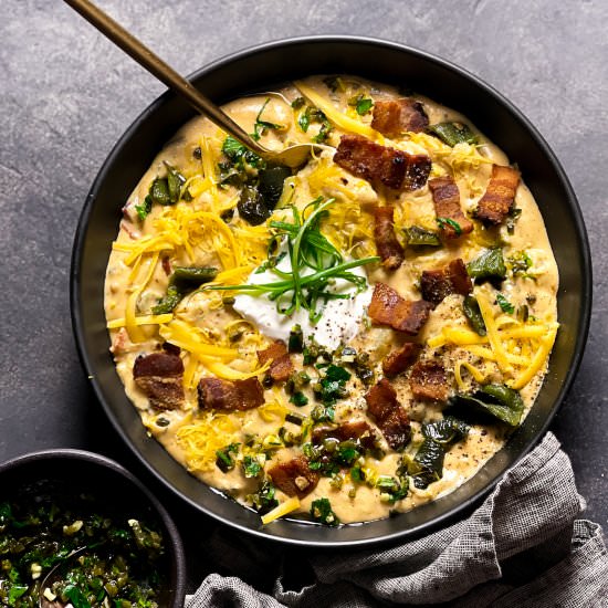 Loaded Poblano and Potato Soup - Recipe photo by thevirtualcaterer