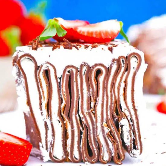 Chocolate Crepe Cake - Recipe photo by peasandpeonies