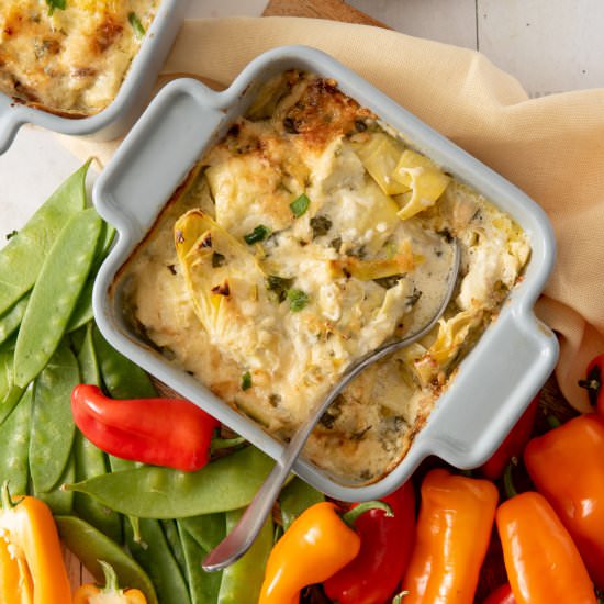 Warm Parmesan Artichoke Veggie Dip - Recipe photo by farmflavor