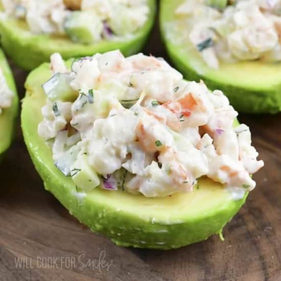 Shrimp Salad Stuffed Avocado - Recipe photo by WillCookForSmiles