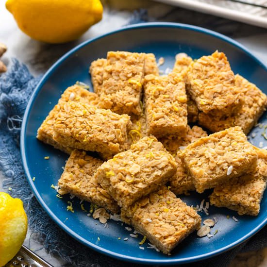 Lemon Ginger Flapjacks - Recipe photo by asaucykitchen