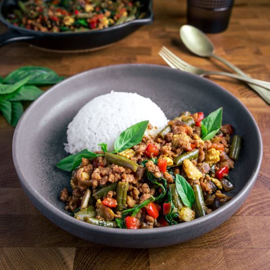 Thai Basil Vegan Mince Stir-Fry - Recipe photo by Cooking With Camilla