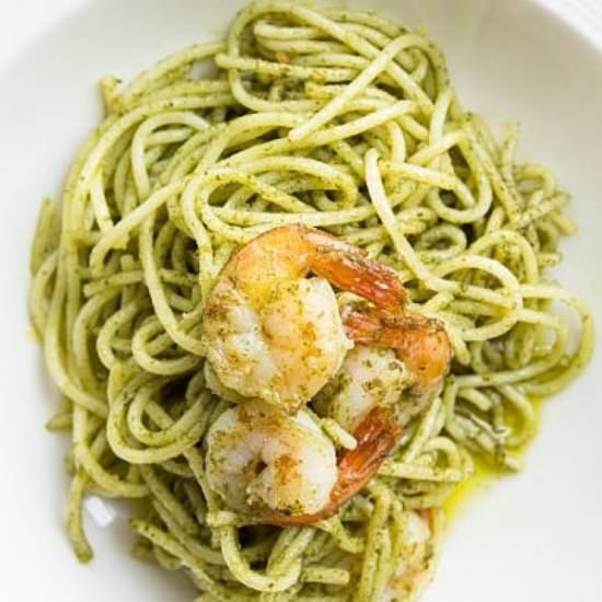 Pesto Shrimp Pasta - Recipe photo by makhoni