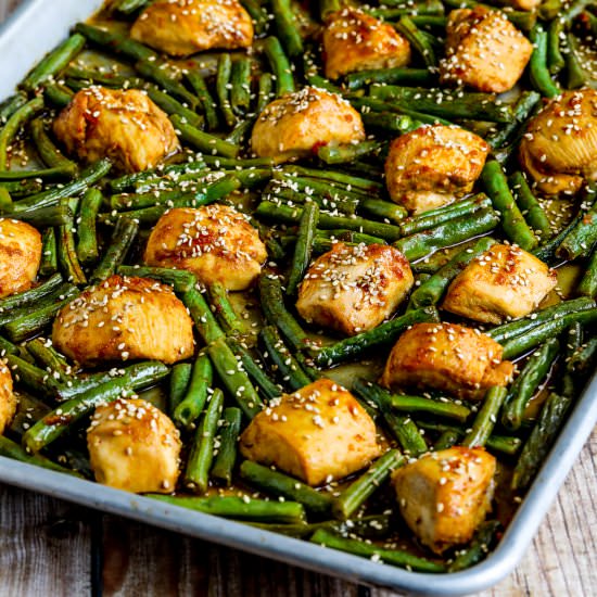 Asian Chicken Sheet Pan Meal - Recipe photo by kalynskitchen