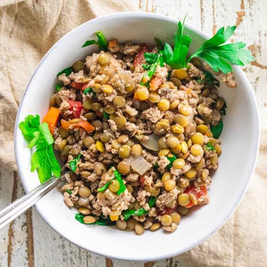 Crockpot Ground Turkey Lentil Soup - Recipe photo by Jillianshealthfuleats