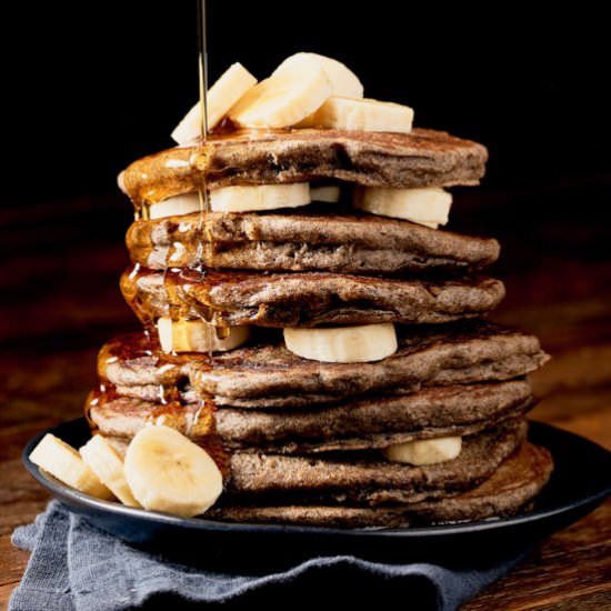Vegan Sourdough Buckwheat Pancakes - Recipe photo by Resplendent Kitchen
