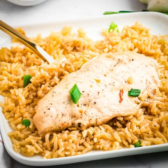 One Pot Garlic Chicken with Rice - Recipe photo by dizzybusyandhungry