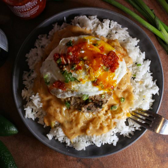 Red Curry Loco Moco - Recipe photo by The Buslife Kitchen