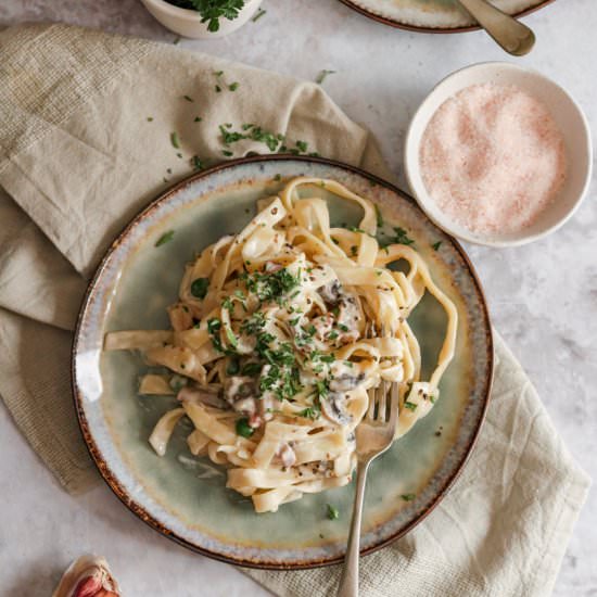 Cheesy bacon tagliatelle - Recipe photo by vanillafrost4