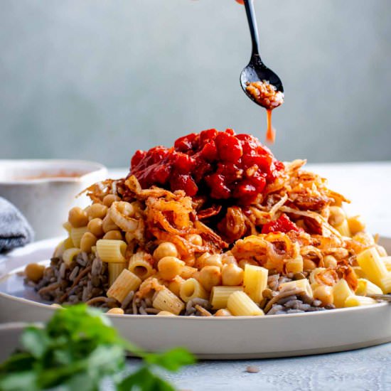 Egyptian Koshari - Recipe photo by chocolatesandchai