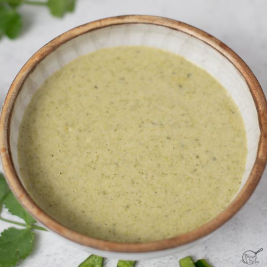 Creamy Poblano Sauce (served hot) - Recipe photo by biscuitsandburlap
