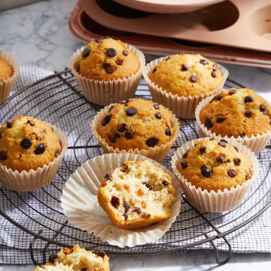 Fluffy Vegan Chocolate Chip Muffins - Recipe photo by peanutbutterpluschocolate