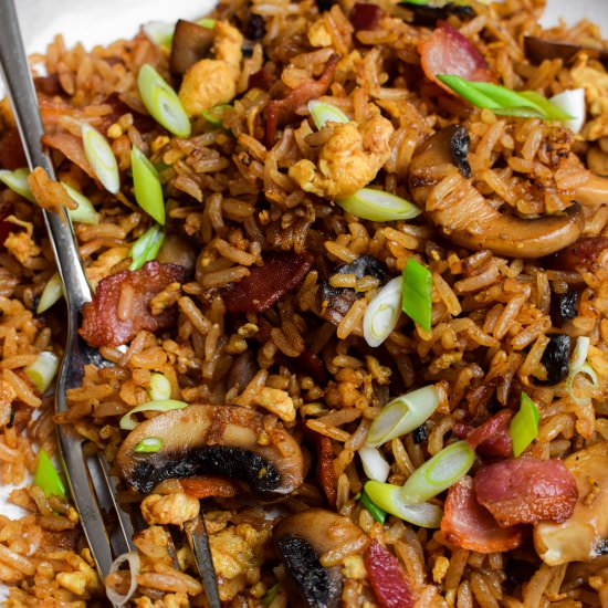 Bacon & Mushroom Egg Fried Rice - Recipe photo by missrachelphipps