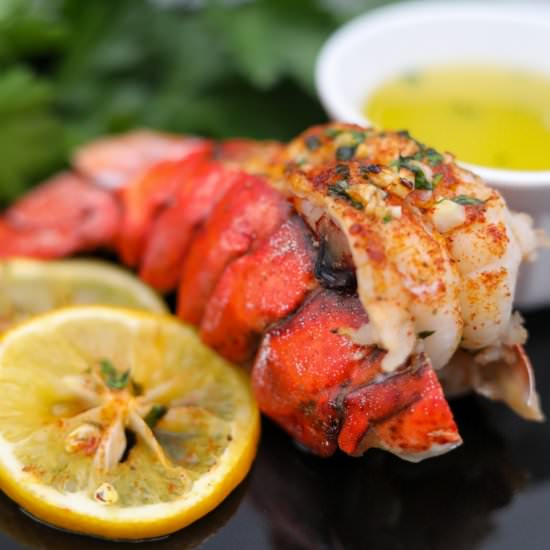 Lobster Tails With Garlic Butter - Recipe photo by Man Meets Oven