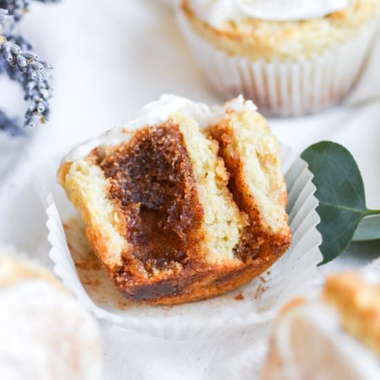 No Yeast Cinnamon Roll Muffins - Recipe photo by earthly provisions