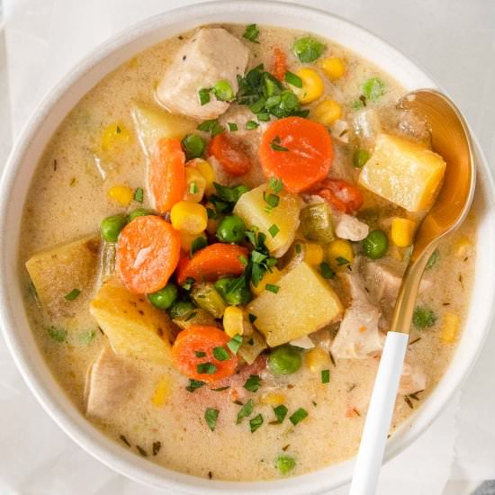 Chicken Pot Pie Soup - Recipe photo by ToSimplyInspire