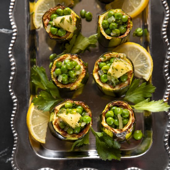 Zucchini Cups Stuffed with Peas - Recipe photo by BitterSweet