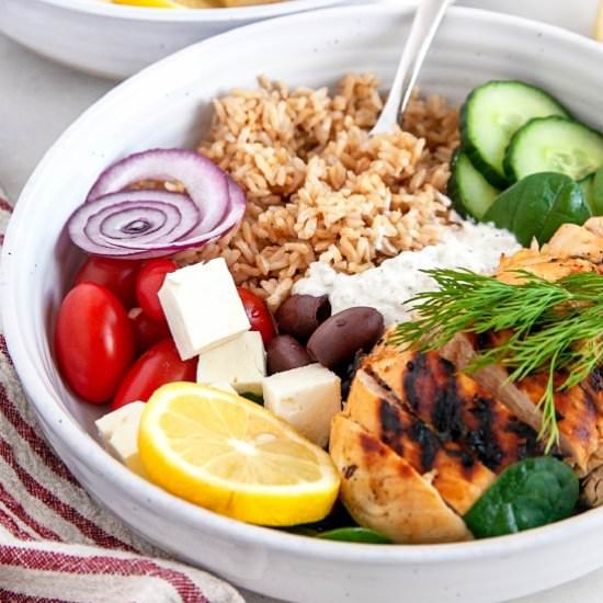 Greek Chicken Bowl - Recipe photo by noshingwiththenolands