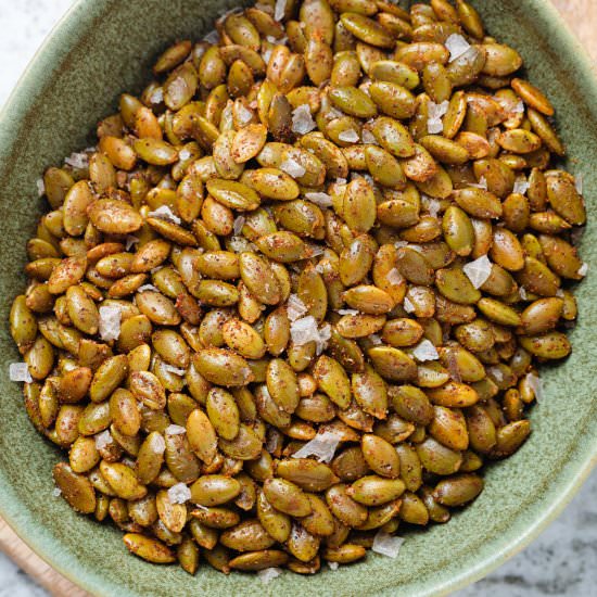 spicy roasted pepitas - Recipe photo by thehealthfulideas