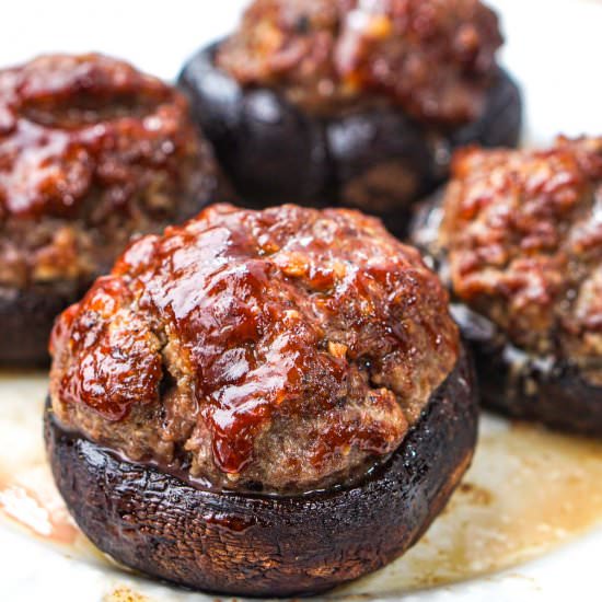 Keto Meatloaf Stuffed Portobellos - Recipe photo by MyLifeCookbook