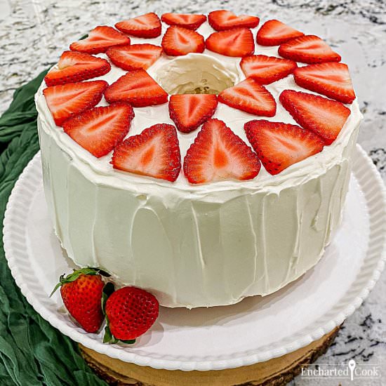 Strawberry Almond Chiffon Cake - Recipe photo by Encharted Cook