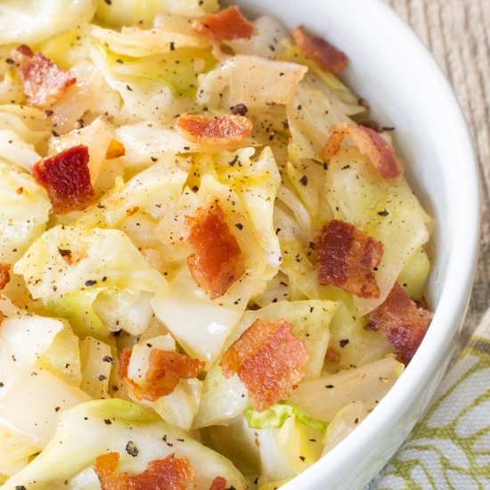 Fried Cabbage with Bacon - Recipe photo by For the Love of Cooking