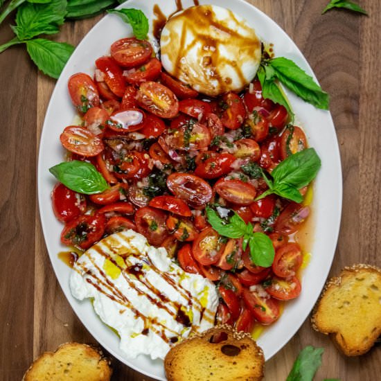 Marinated Tomato Burrata Salad - Recipe photo by JawnsICooked