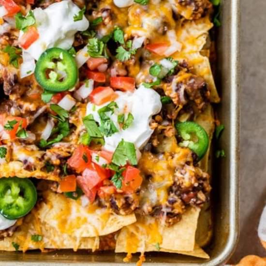 Loaded Nachos with Ground Turkey - Recipe photo by Skinnytaste