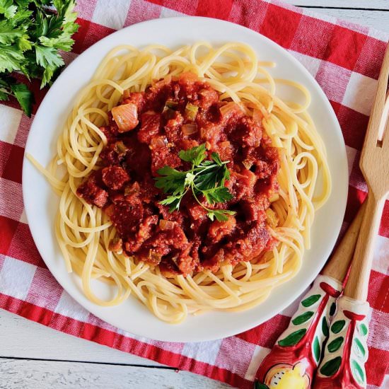 Pepperoni Spaghetti - Recipe photo by theshortordercook