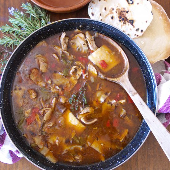 Gazpachos Stew with Turkey - Recipe photo by spainkitchen