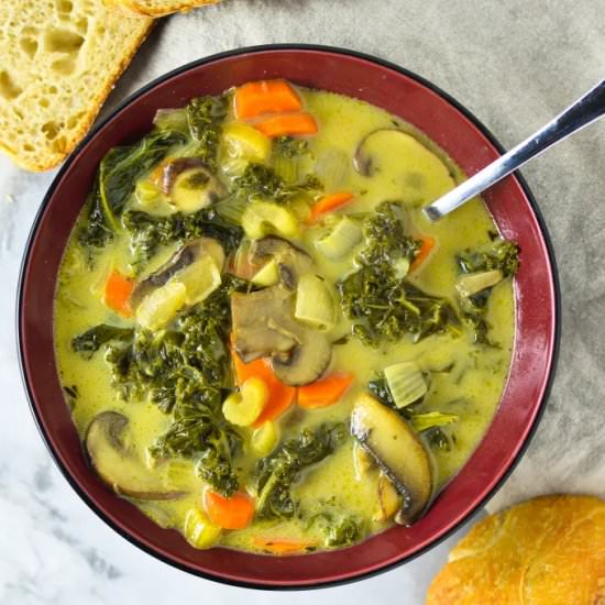 Creamy Kale and Mushroom Soup - Recipe photo by atasteofmadness