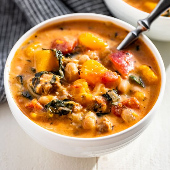 Italian Sausage Butternut Soup - Recipe photo by Get Inspired Everyday