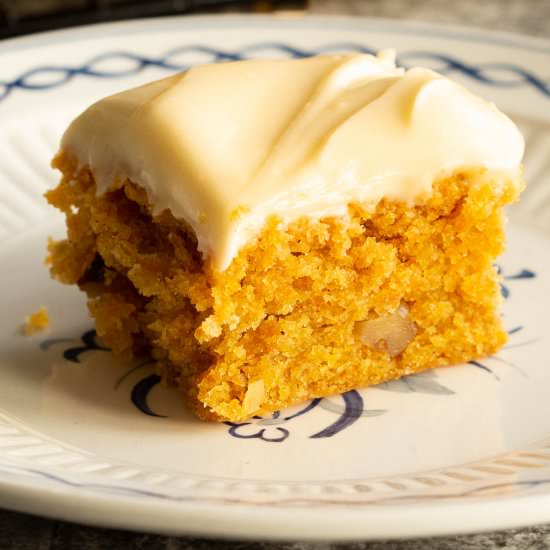 Carrot Cake Slice with Cream Cheese - Recipe photo by Wandercooks