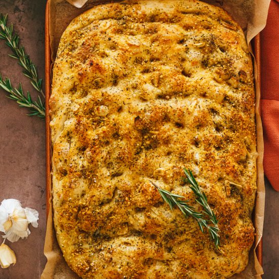Italian Herb Focaccia Bread - Recipe photo by anotherveganfoodblog.com
